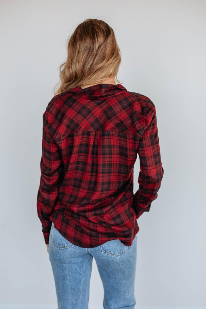 Gatlyn Flannel Top - Merlot Mix