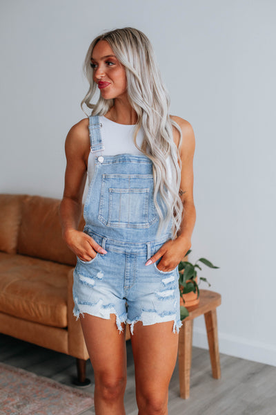 Gemini Risen Short Overalls - Light Wash