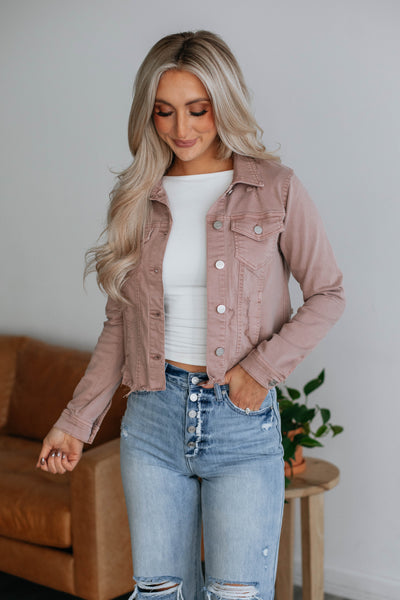 Gemma Risen Denim Jacket - Dusty Mauve