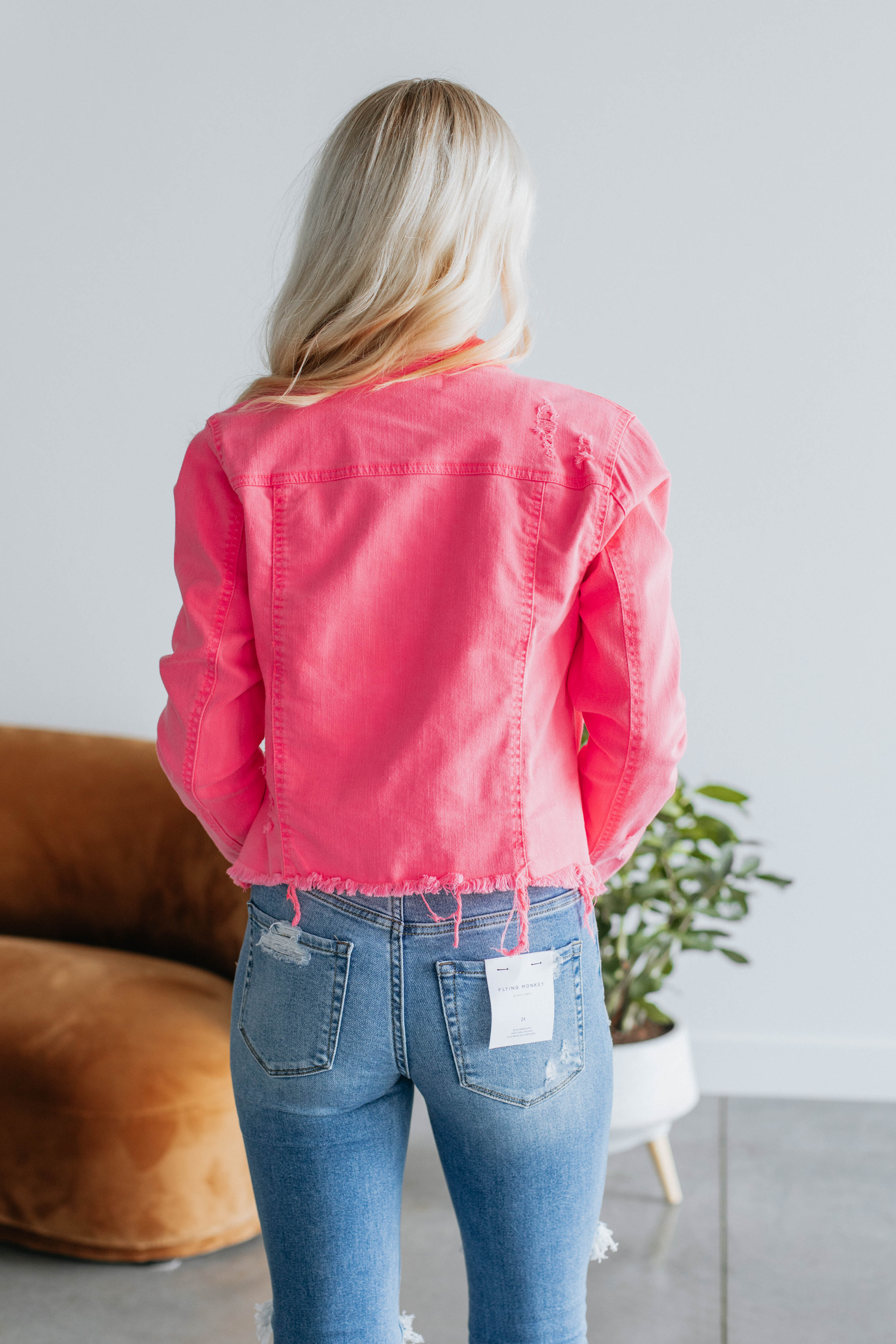 Gemma Risen Denim Jacket Hot Pink Wild Oak Boutique