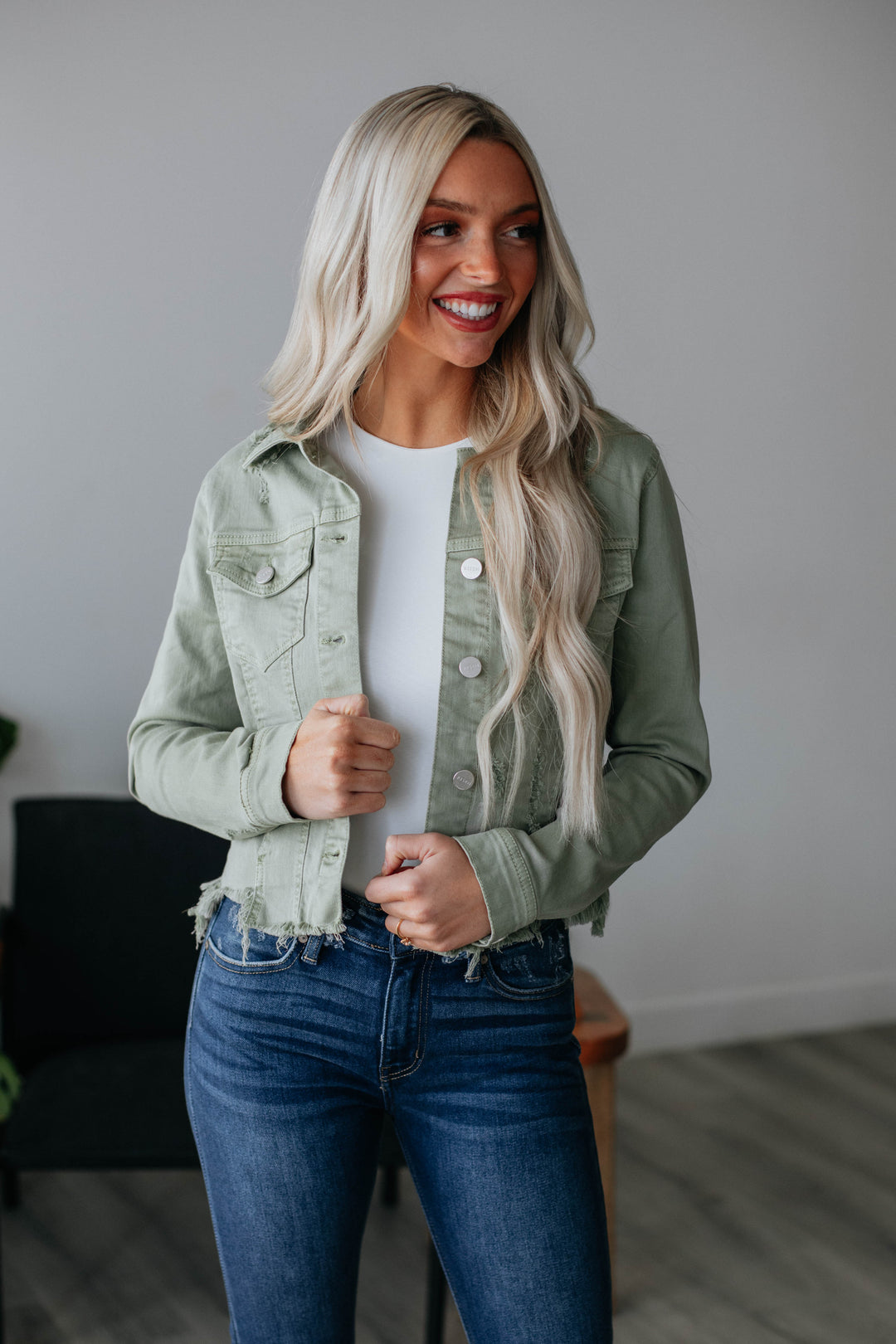 Gemma Risen Denim Jacket - Olive