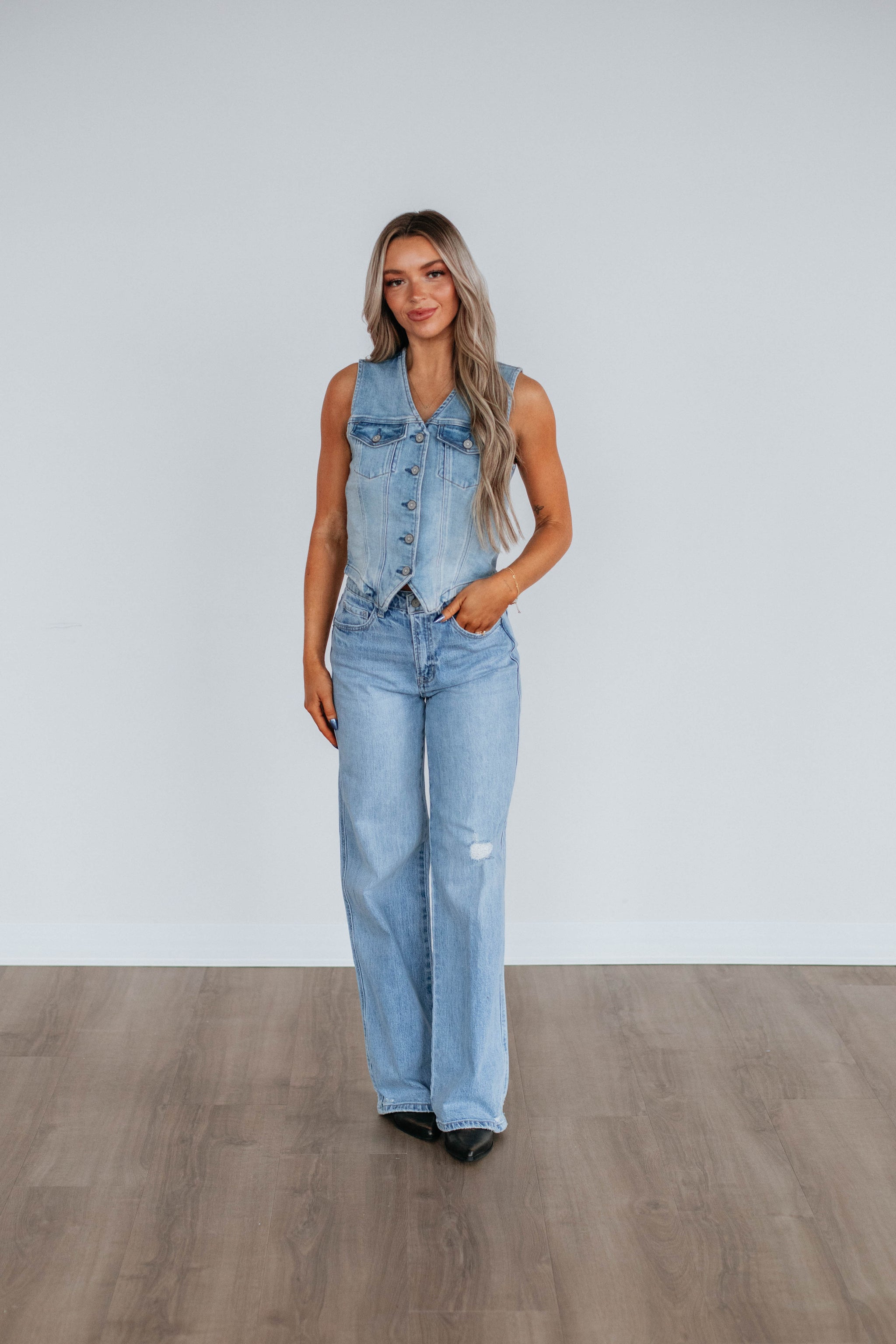 Greer Hidden Denim Vest