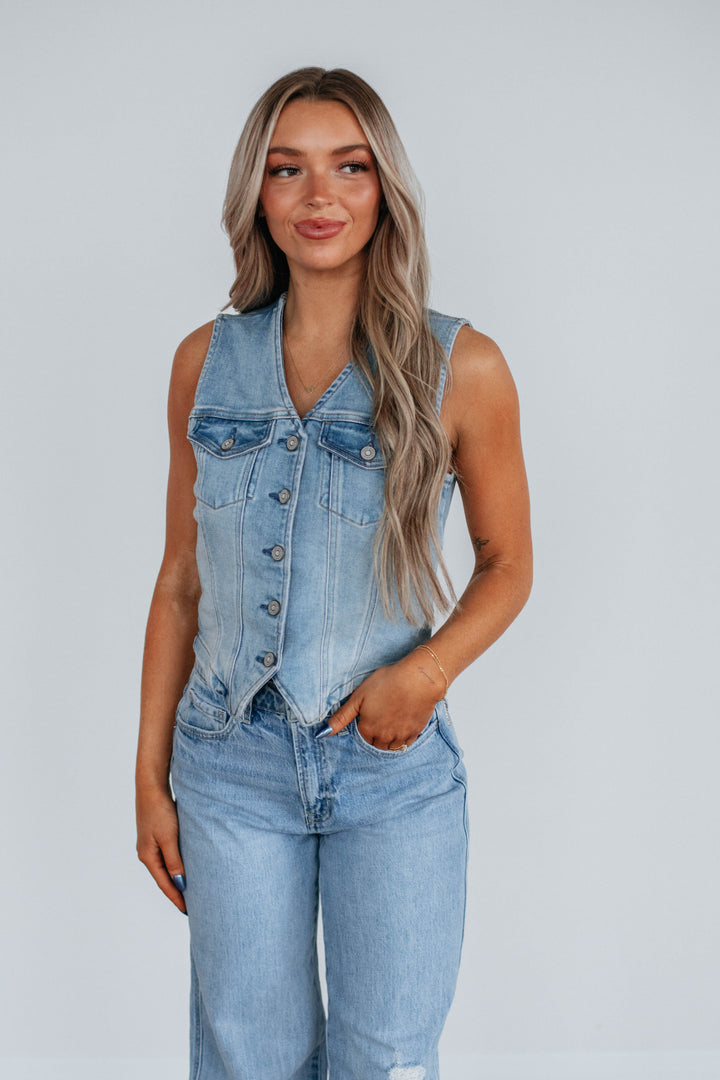 Greer Hidden Denim Vest