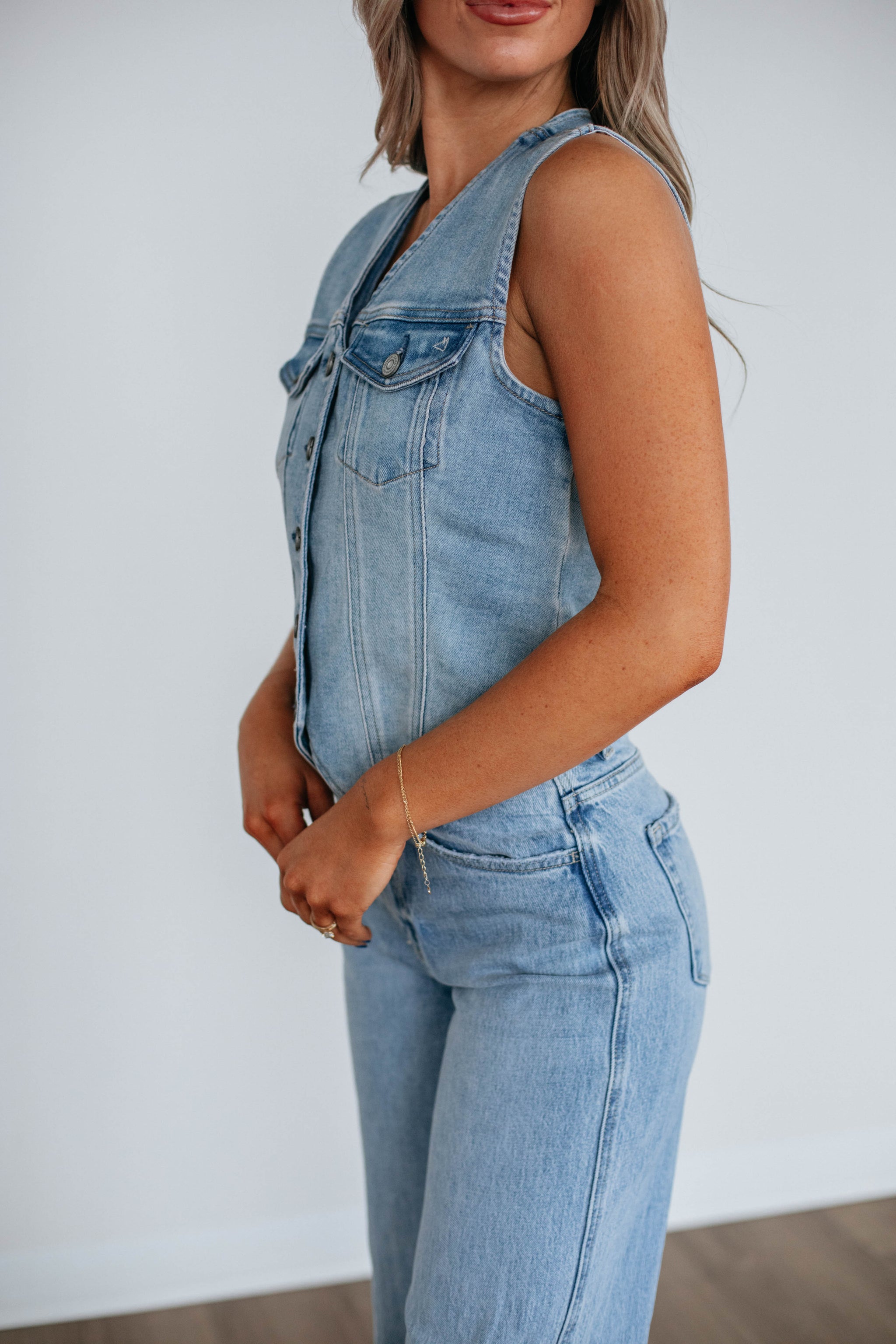 Greer Hidden Denim Vest