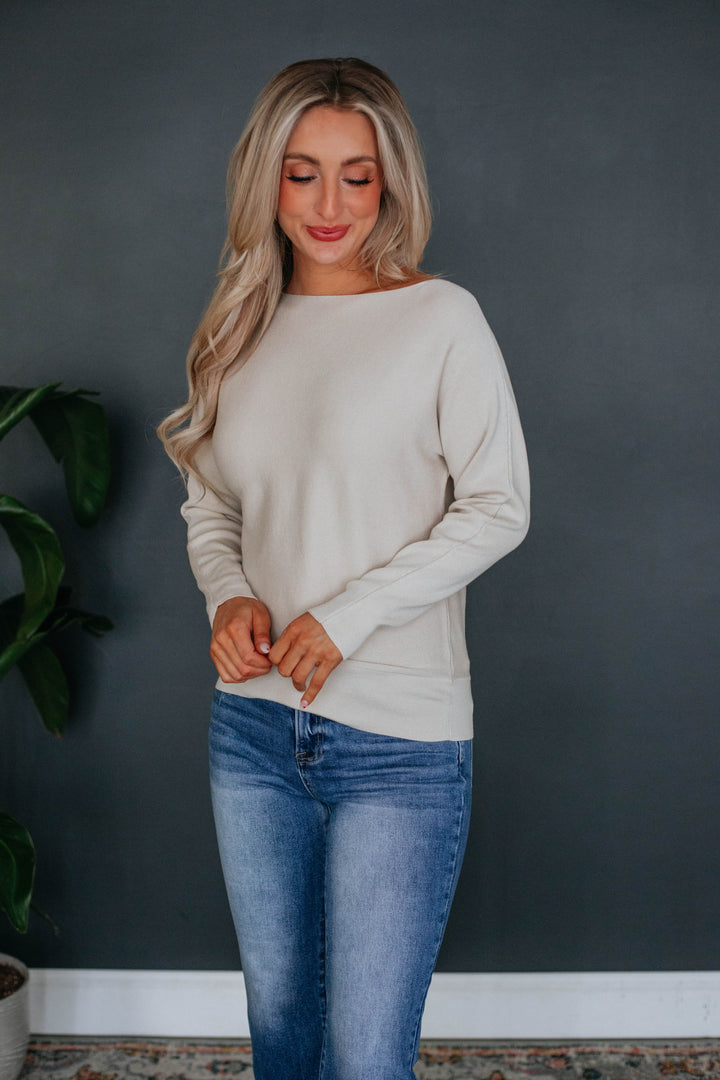 Helen Ribbed Sweater - Natural – Wild Oak Boutique