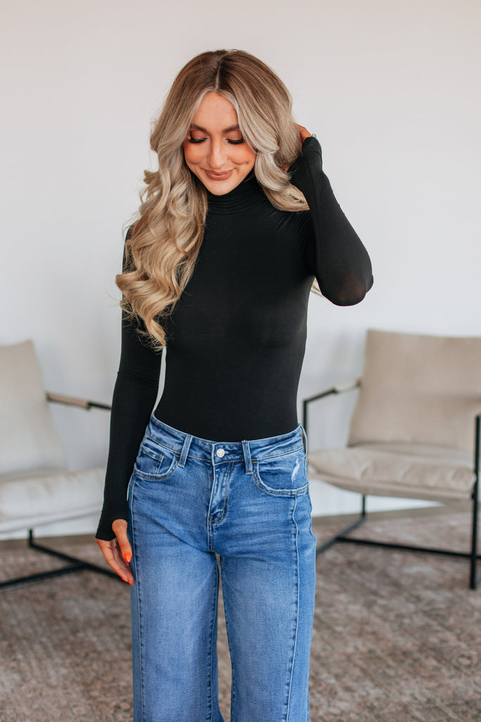 Holly Turtle Neck Bodysuit - Black