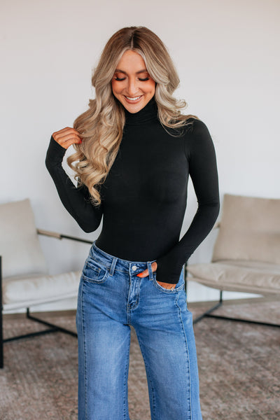 Holly Turtle Neck Bodysuit - Black