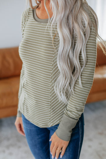 Jalene Ribbed Top - Olive Mix