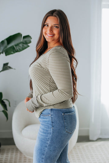 Jalene Ribbed Top - Olive Mix