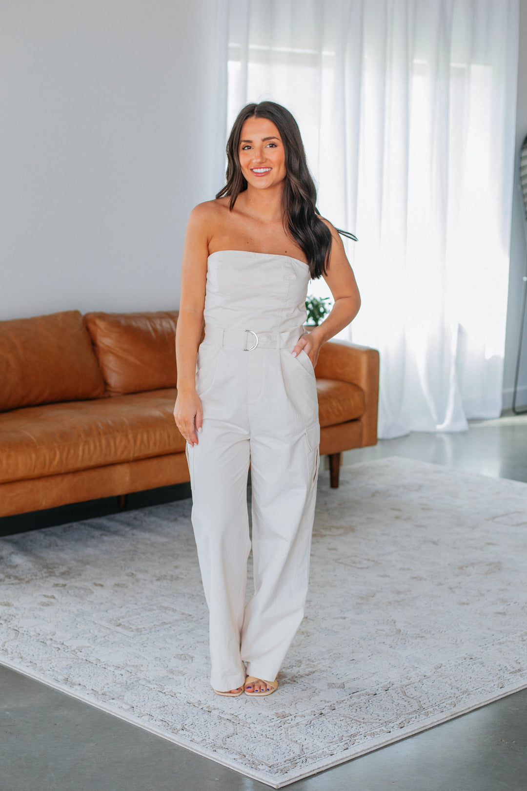 Jesa Cargo Jumpsuit - Cream