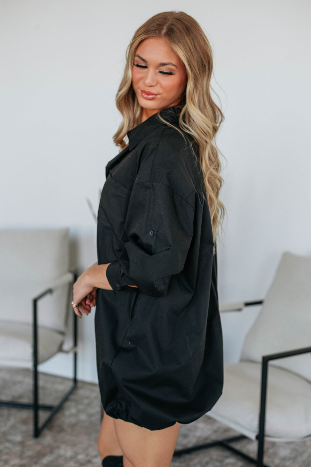 Joette Shirt Dress - Black