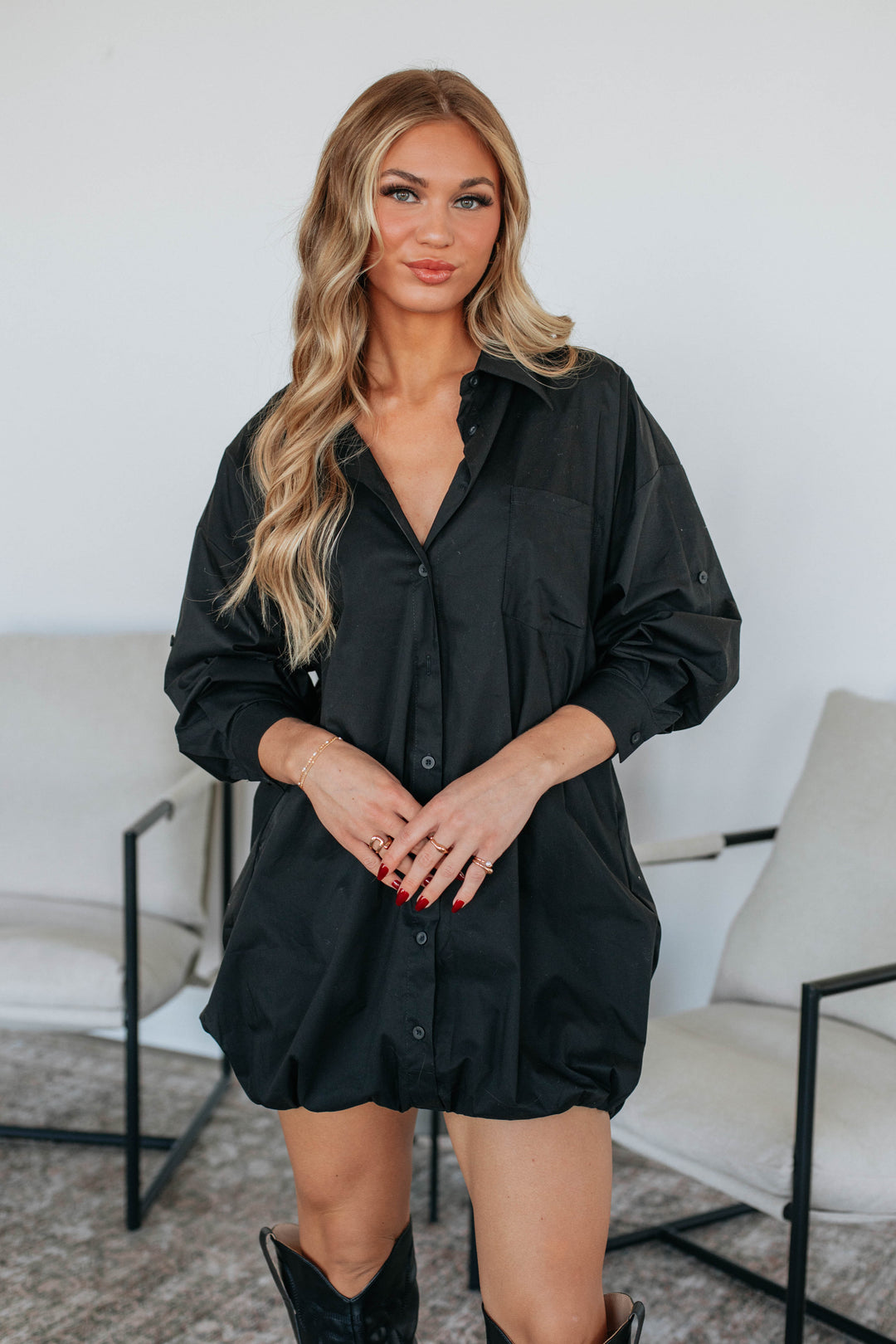 Joette Shirt Dress - Black