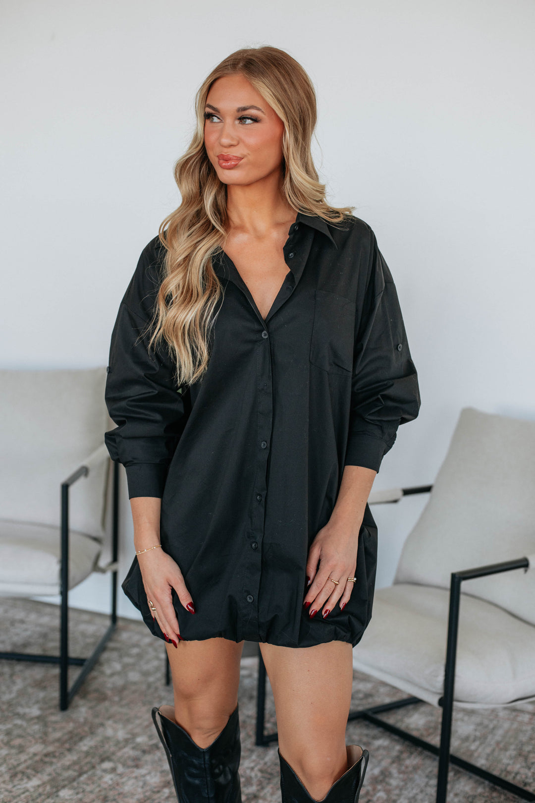 Joette Shirt Dress - Black