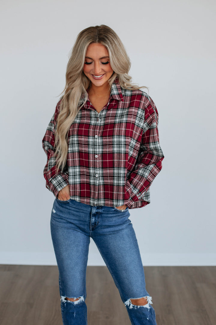 Jona Flannel Top - Maroon