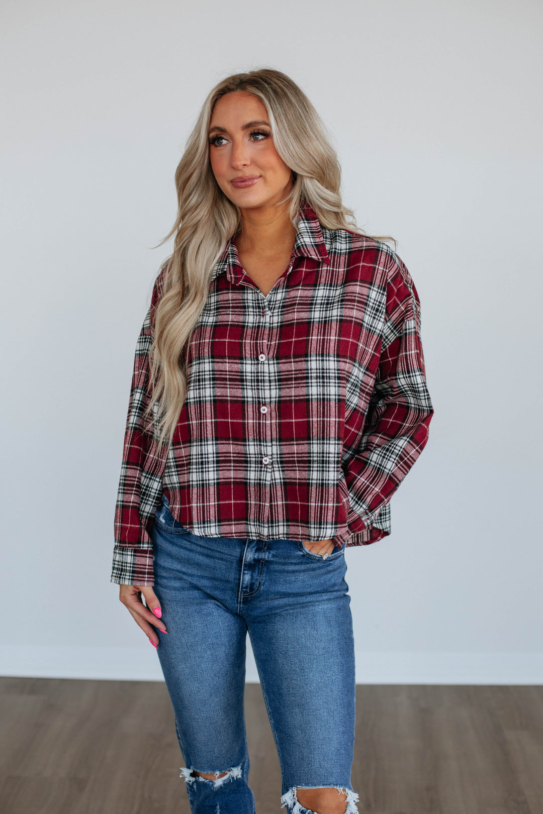 Jona Flannel Top - Maroon