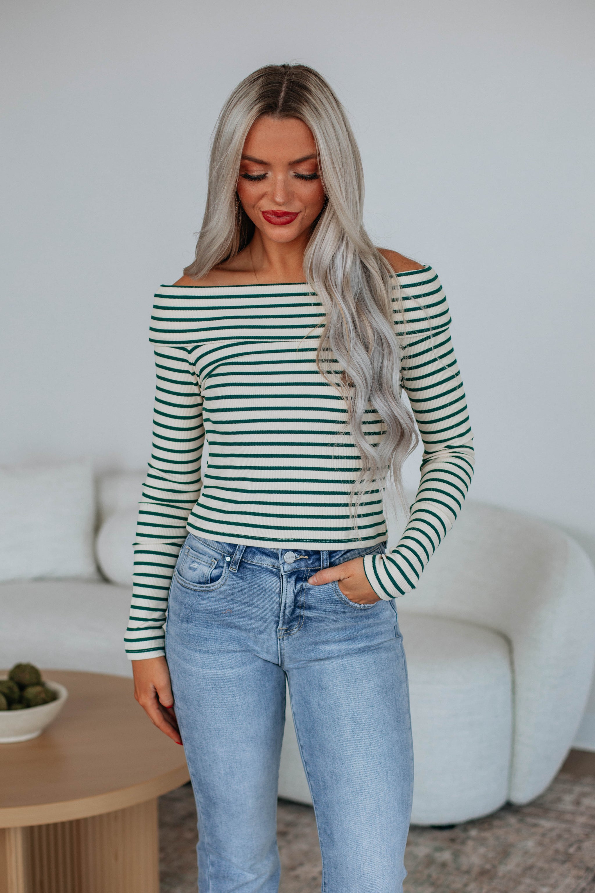 Jordanna Off Shoulder Top - Hunter Green