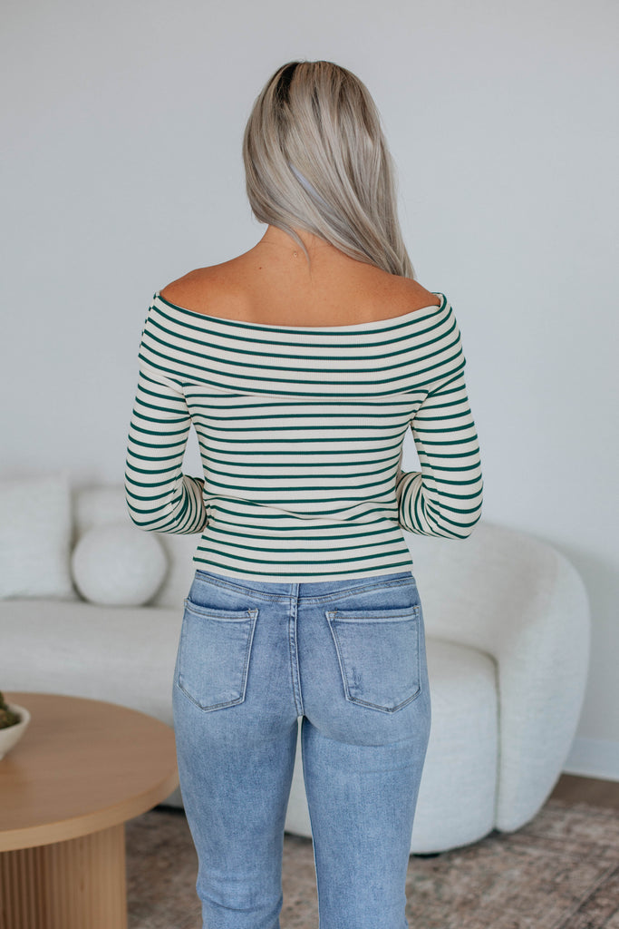 Jordanna Off Shoulder Top - Hunter Green