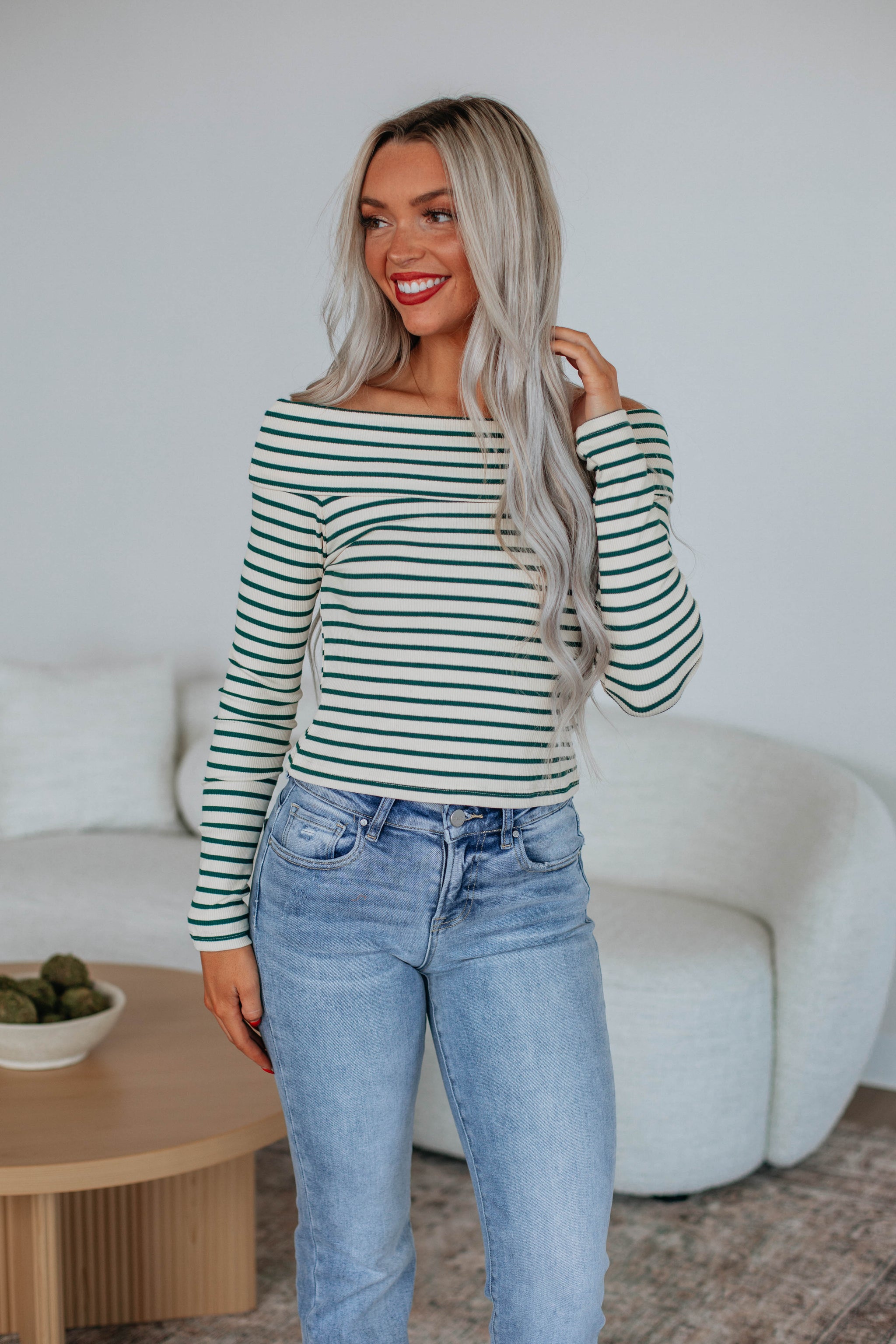 Jordanna Off Shoulder Top - Hunter Green