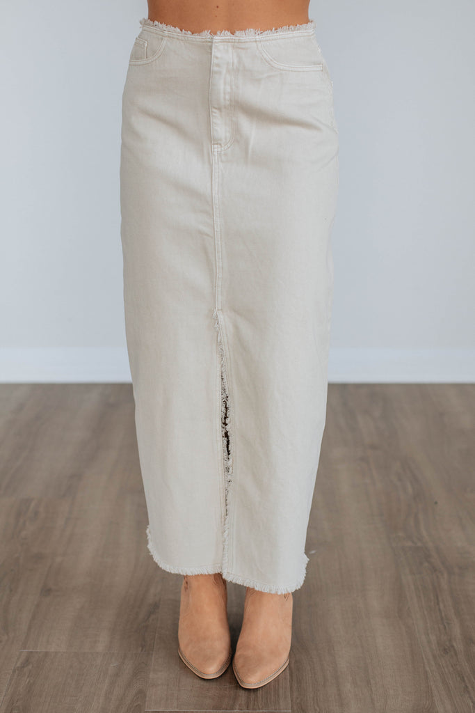 Joy Denim Skirt - Beige