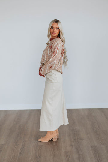 Joy Denim Skirt - Beige