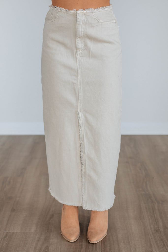 Joy Denim Skirt - Beige