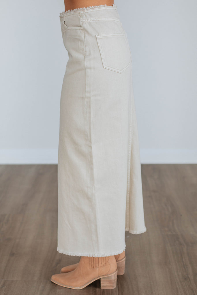 Joy Denim Skirt - Beige