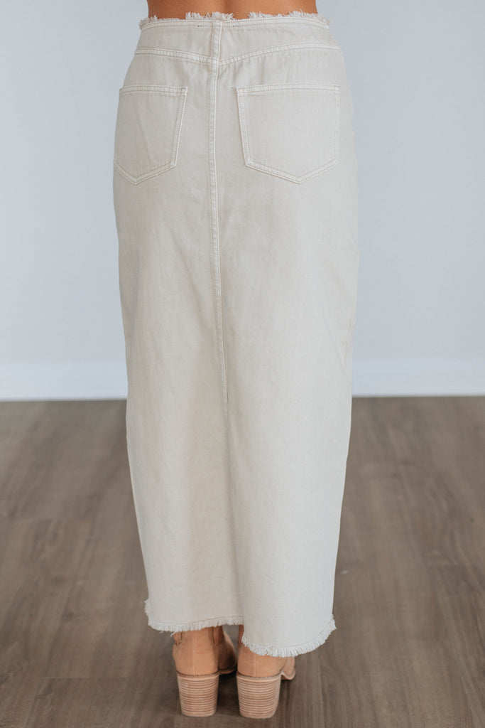 Joy Denim Skirt - Beige