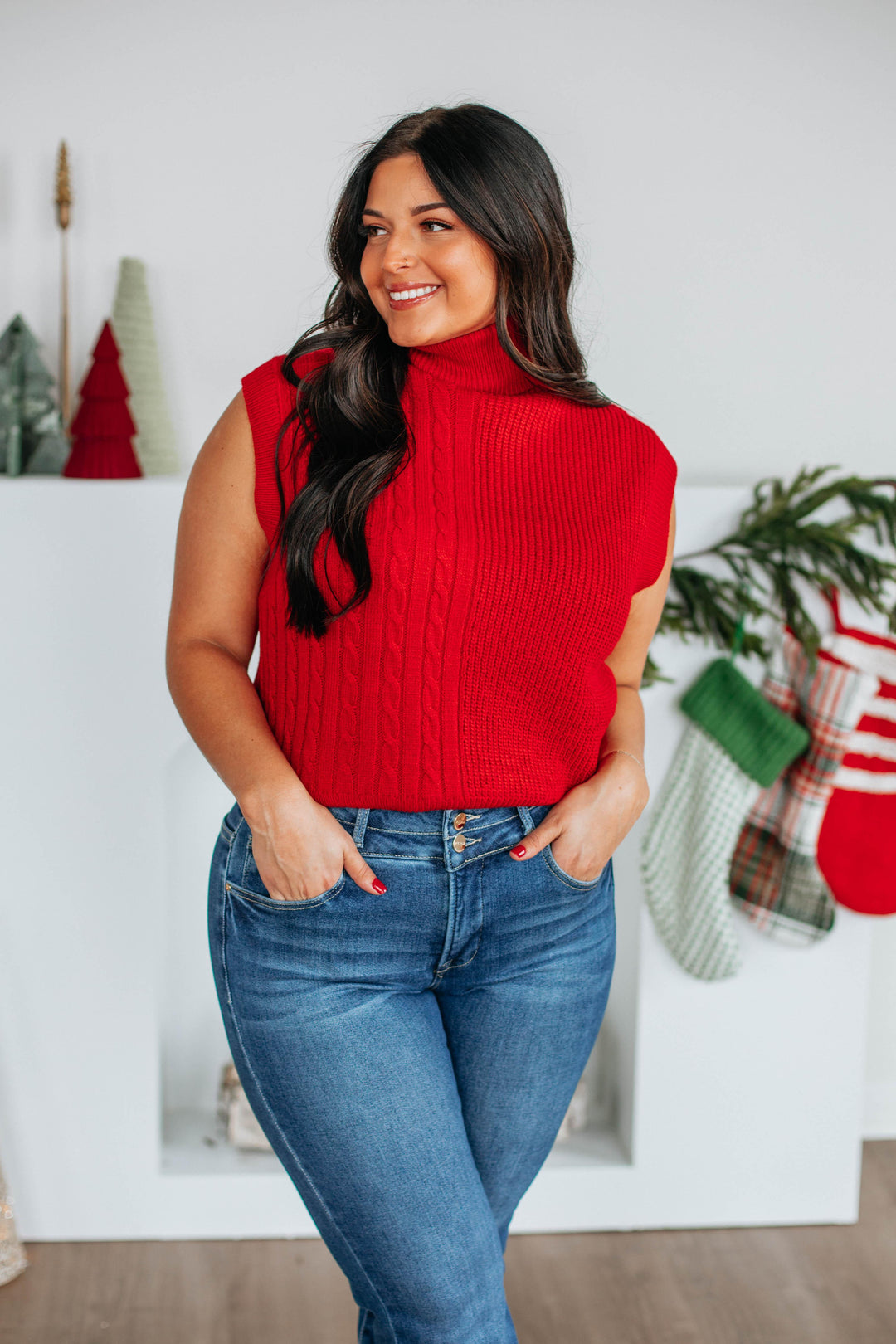 Jylian Sweater Top - Red