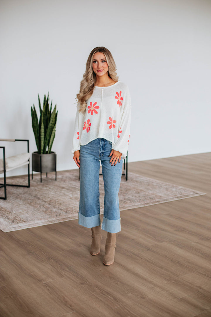 Kaelie Floral Sweater - Ivory