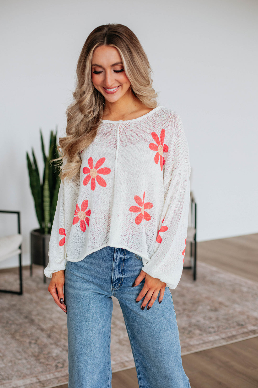 Kaelie Floral Sweater - Ivory