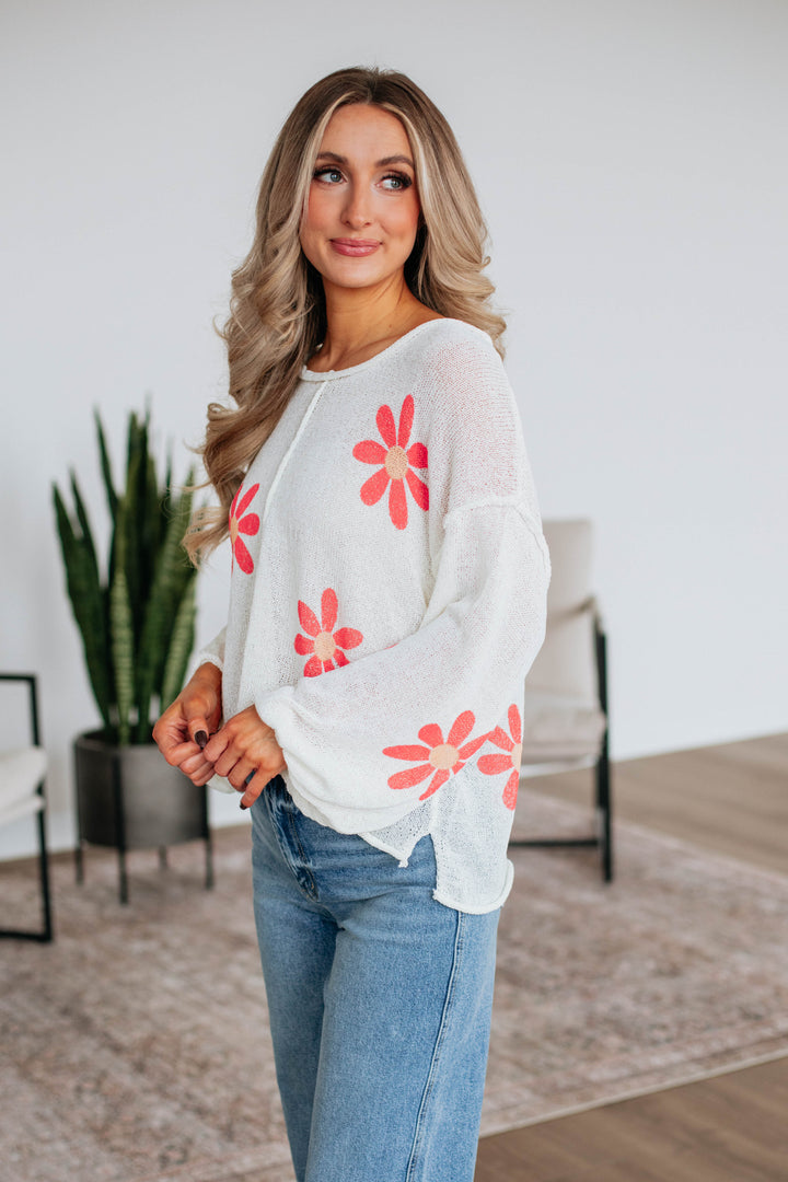 Kaelie Floral Sweater - Ivory