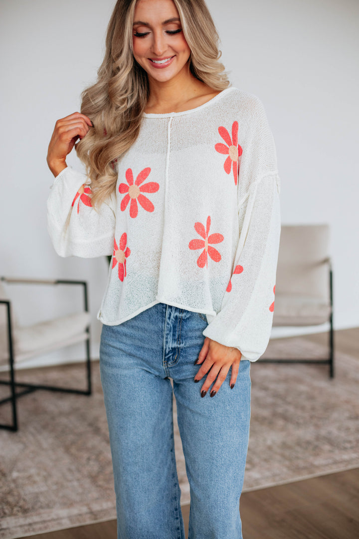 Kaelie Floral Sweater - Ivory