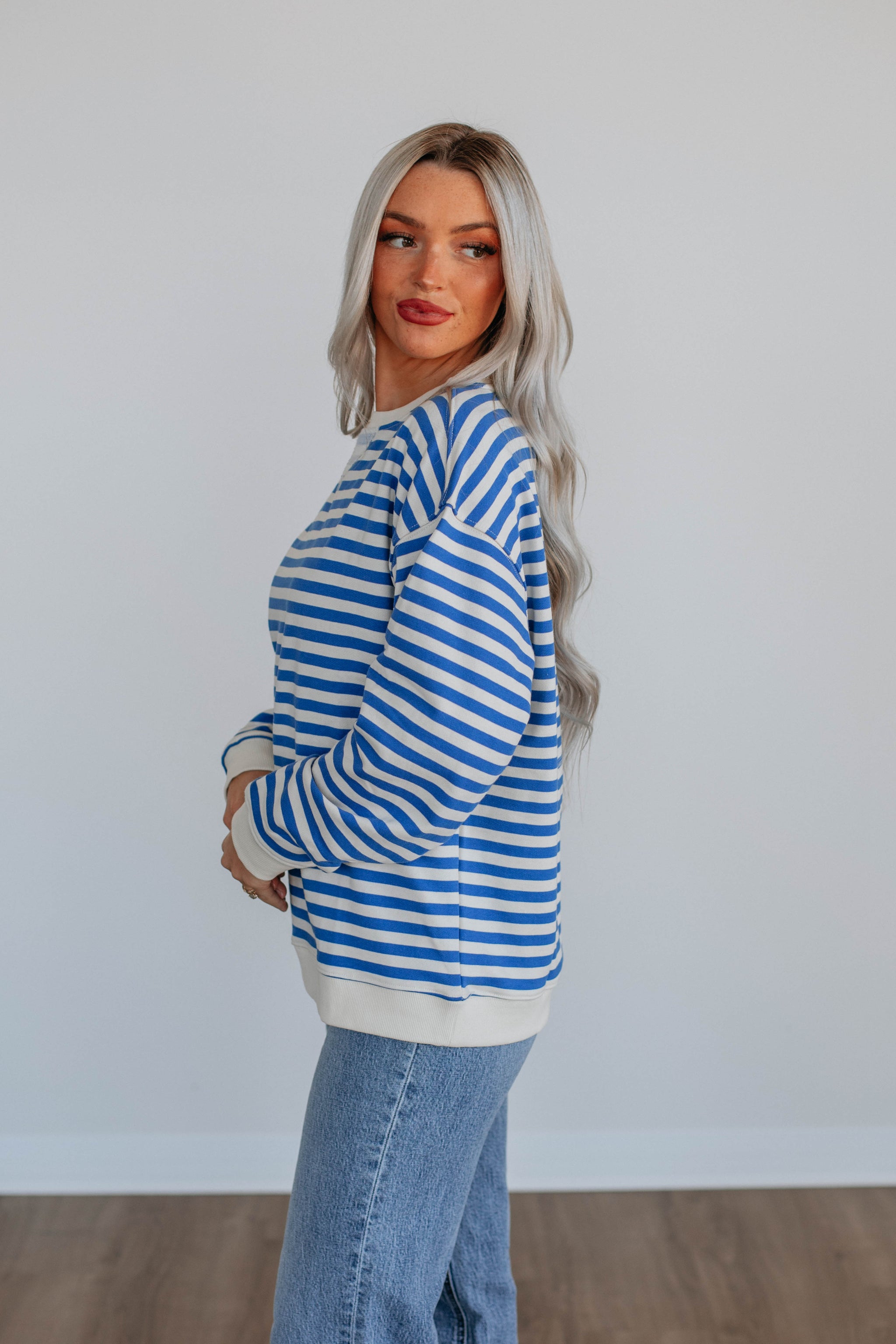 Kamryn Striped Pullover - Royal Blue