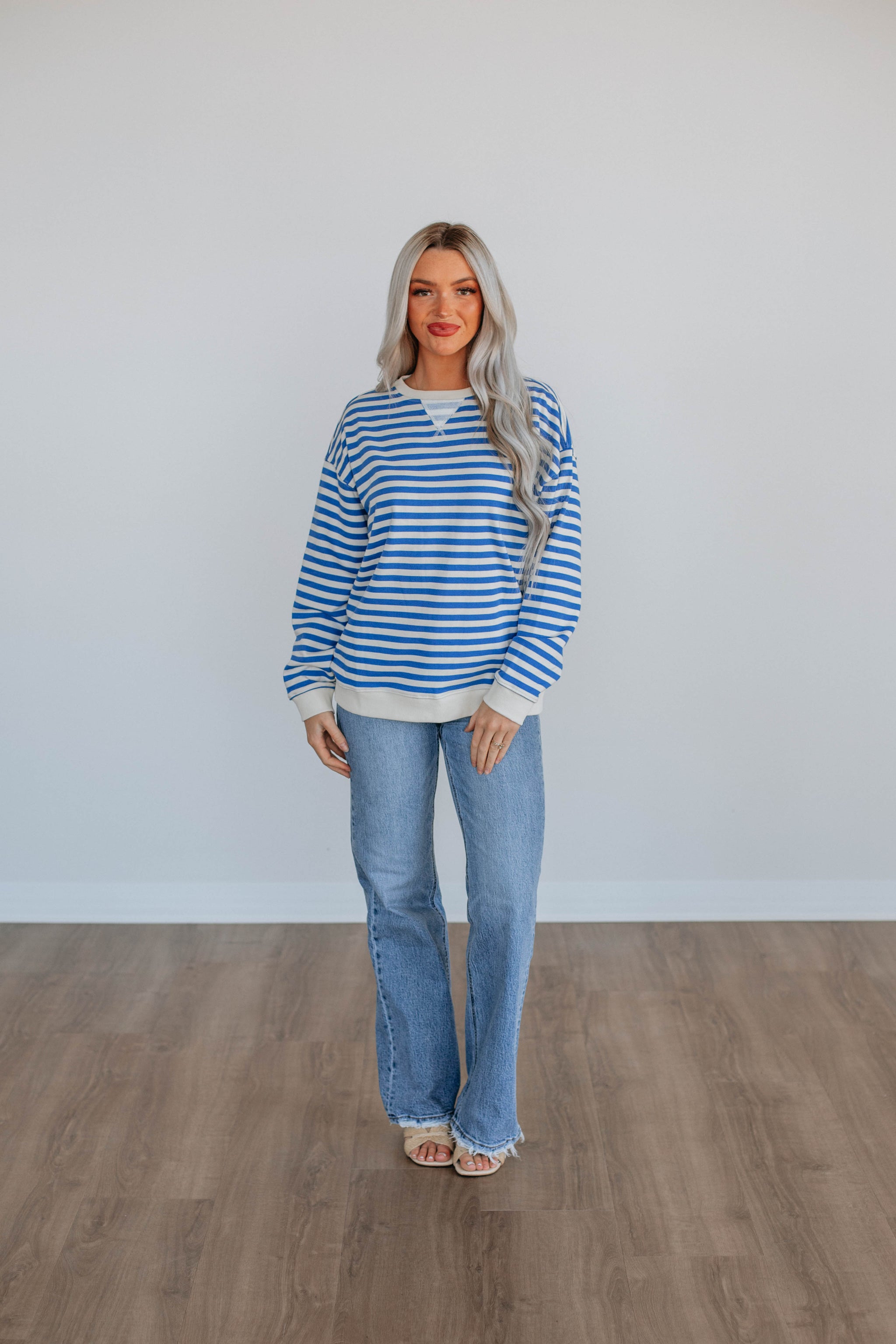 Kamryn Striped Pullover - Royal Blue