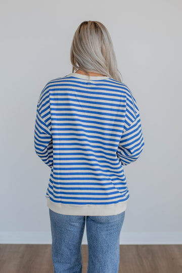 Kamryn Striped Pullover - Royal Blue