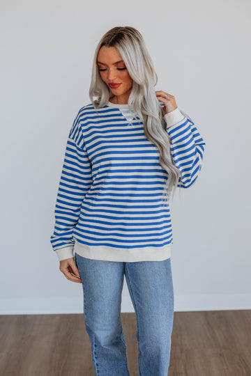 Kamryn Striped Pullover - Royal Blue