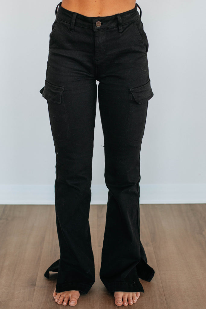 Kayley Risen Cargo Jeans - Black Wash