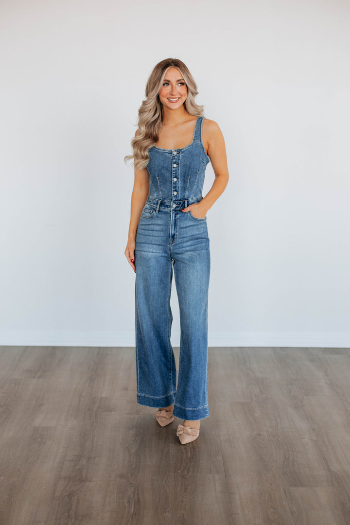 Kendall Hidden Denim Jumpsuit