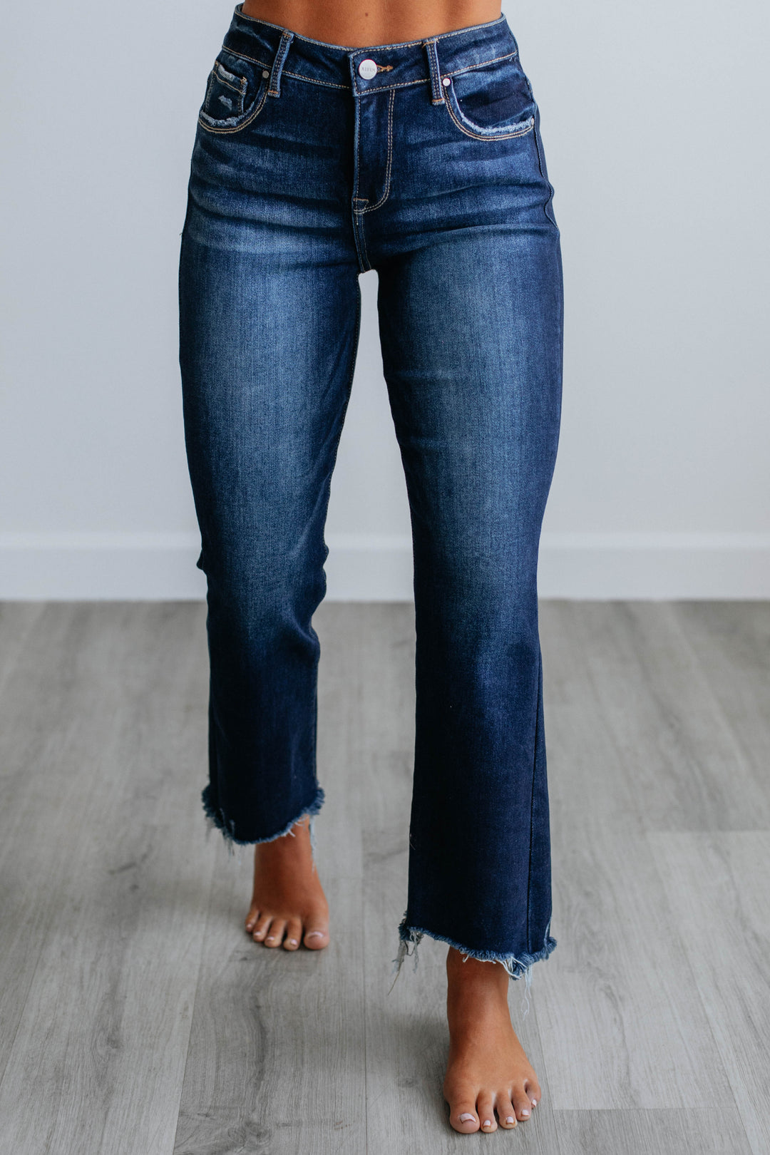 The Kennedy Dark Wash Tummy Control High Rise Straight Leg Jeans by RFM