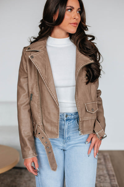 Knox Leather Jacket - Khaki