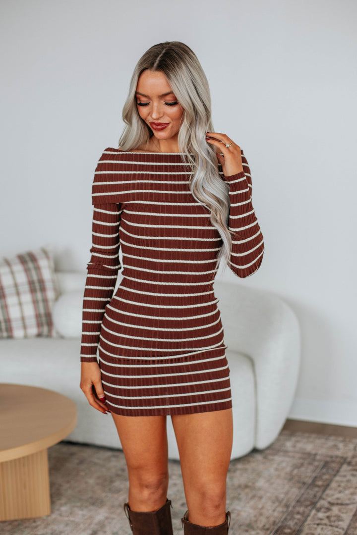 Konnor Striped Dress - Chocolate