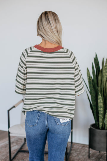 Lansen Striped Top - Olive