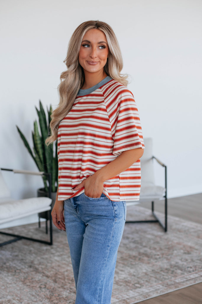 Lansen Striped Top - Rust