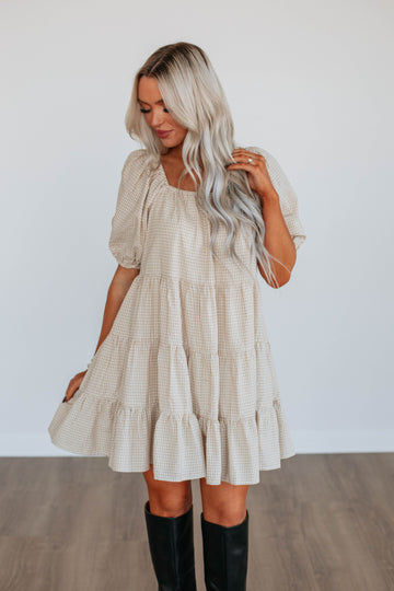 Laren Gingham Dress - Natural