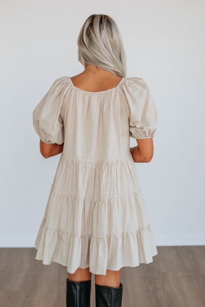 Laren Gingham Dress - Natural