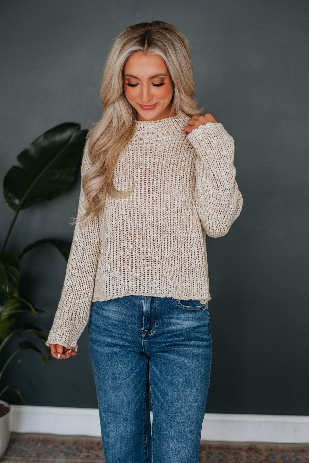 Lena Mock Neck Sweater - Oat – Wild Oak Boutique