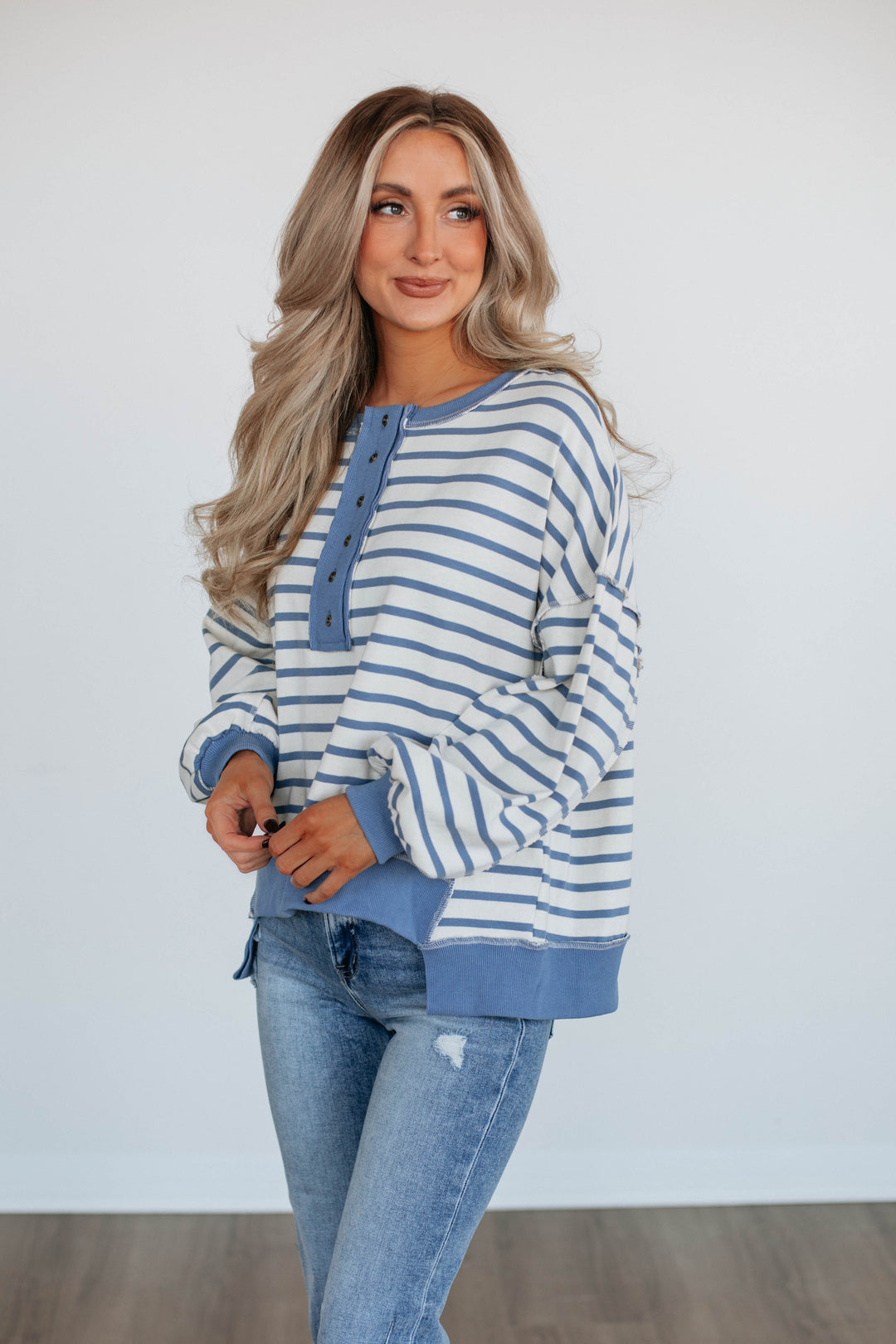 Maggey Striped Pullover - Cornflower Blue