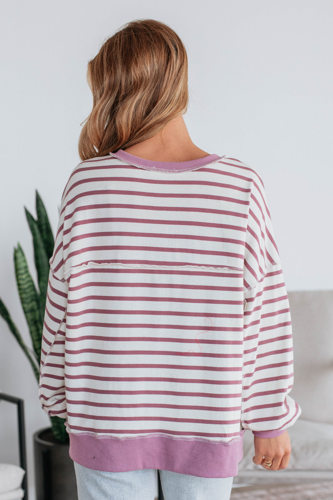 Maggey Striped Pullover - Dusty Orchid