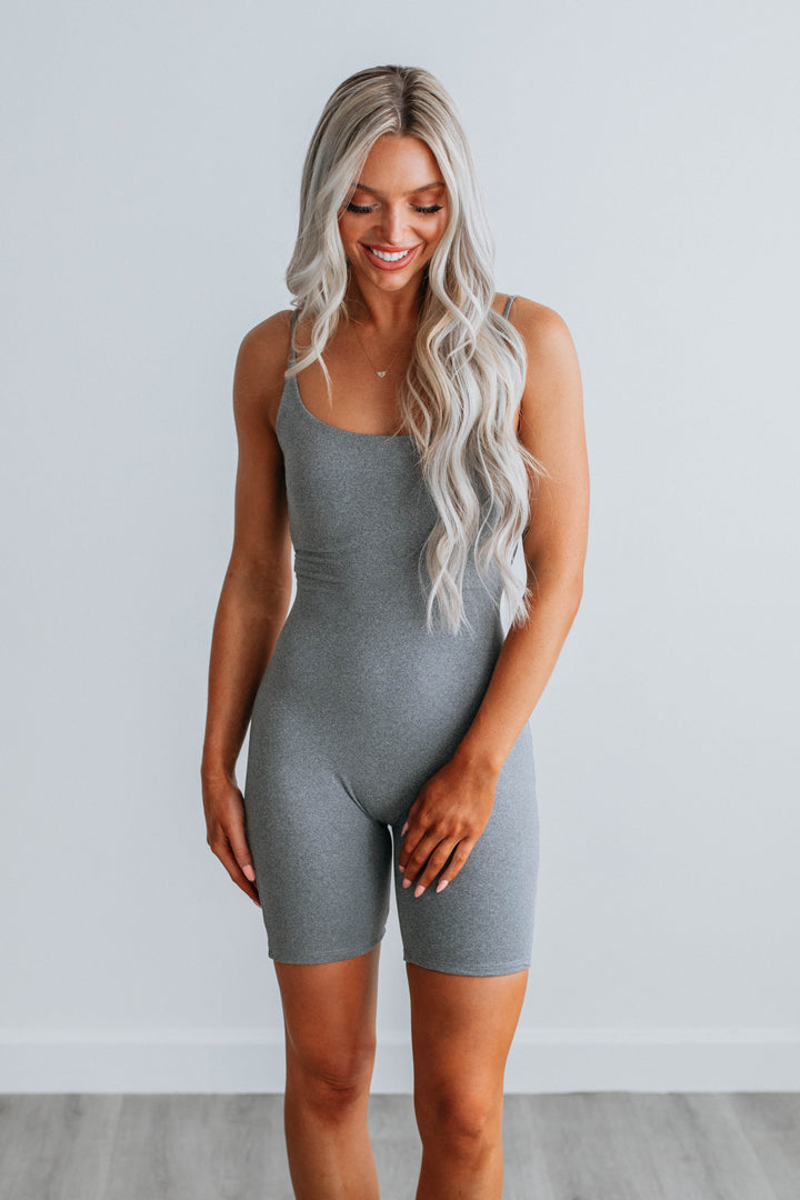 Mandy Basic Unitard - Heather Grey