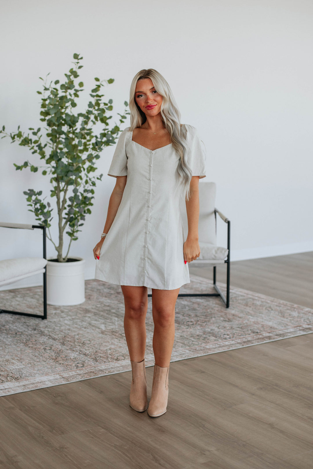 Maudie Linen Dress - Oatmeal